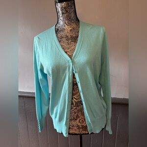 Women's Large Maglia Aqua Cardigan Sweater